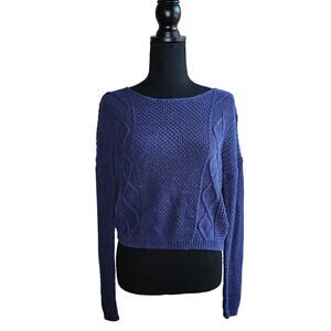 Womens Cato Cropped Purple Knitted Sweater Size Small Long Sleeve